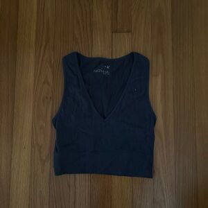 Garage Navy V-Neck Crop Top
